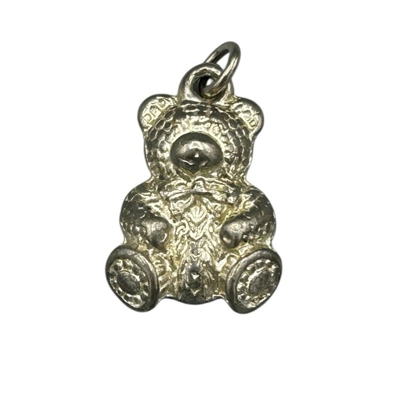 Vintage Teddy Bear Charm Silver Tone Pendant Cute Collectible - Picture 5 of 6